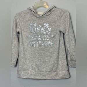 ‘Girls can do anything’ Gray Hoodie with Sequin Design
